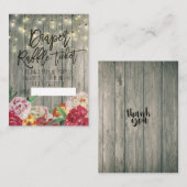 Baby shower luier Raffle Ticket Flower Wood Light Informatiekaartje (Voorkant / Achterkant)