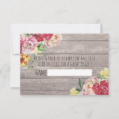 Baby shower luier Raffle Ticket Flower Wood Light Kaart (Achterkant)