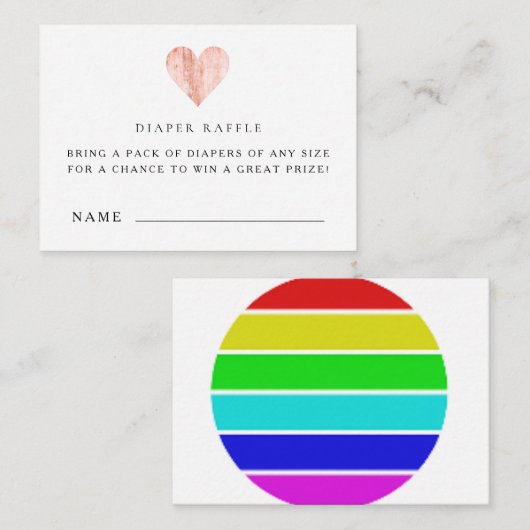 Baby shower Luier Raffle Ticket Kaarten (Voorkant / Achterkant)