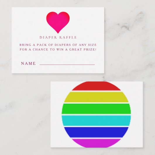 Baby shower Luier Raffle Ticket Kaarten (Voorkant / Achterkant)