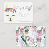 Baby shower Luier Raffle Ticket | Llama Informatiekaartje (Voorkant / Achterkant)