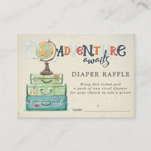 Baby Shower Luier Raffle Ticket Vintage Reis Informatiekaartje