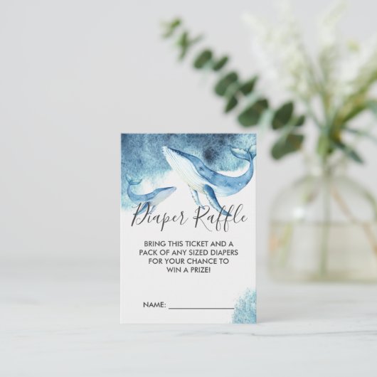 Baby shower Luier Raffle Ticket | Walvissen Informatiekaartje (Staand voorkant)
