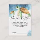 Baby shower Luier Raffle Ticket | Zeeen schildpad Informatiekaartje (Voorkant)