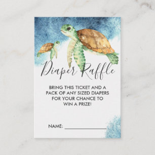 Baby Shower Luier Raffle Ticket   Zeeschildpad Informatiekaartje