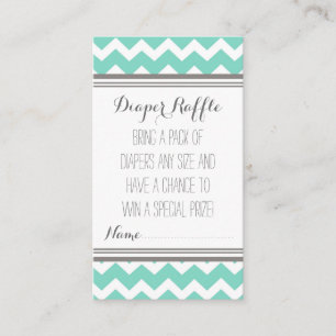 Baby shower Luier Raffle Tickets Chevron Blauwgroe Informatiekaartje