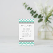 Baby shower Luier Raffle Tickets Chevron Blauwgroe Informatiekaartje (Staand voorkant)