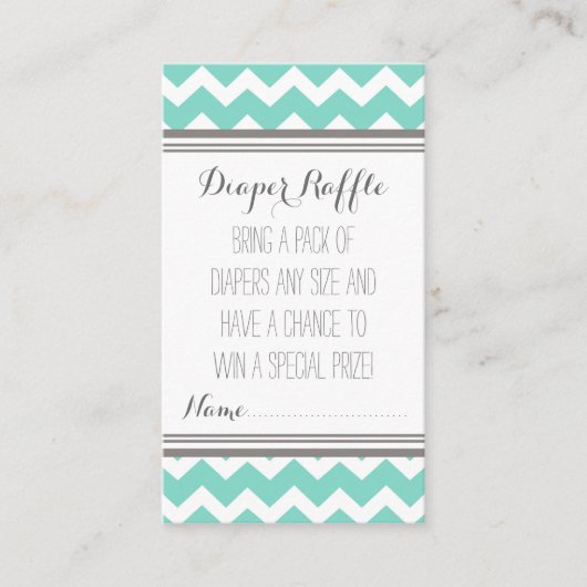 Baby shower Luier Raffle Tickets Chevron Blauwgroe Informatiekaartje (Voorkant)