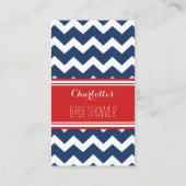 Baby shower Luier Raffle Tickets Chevron Blue Red Informatiekaartje (Achterkant)