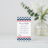 Baby shower Luier Raffle Tickets Chevron Blue Red Informatiekaartje (Staand voorkant)