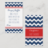 Baby shower Luier Raffle Tickets Chevron Blue Red Informatiekaartje (Voorkant / Achterkant)