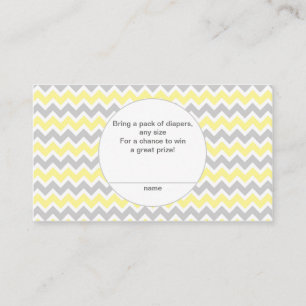 Baby shower Luier Raffle Tickets, geel grijs Informatiekaartje