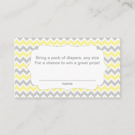 Baby shower Luier Raffle Tickets, geel grijs Informatiekaartje