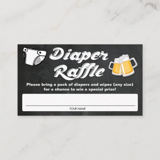 Baby Shower Luier Raffle Tickets Informatiekaartje (Voorkant)