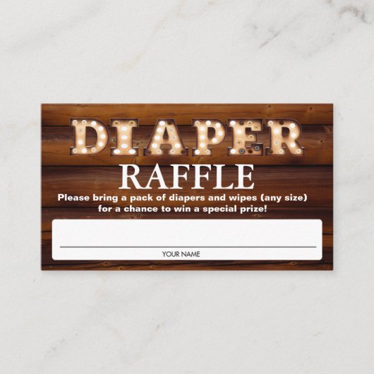 Baby Shower Luier Raffle Tickets Informatiekaartje (Voorkant)