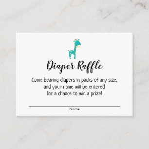 Baby Shower Luier Raffle Tickets met licht turquoi Informatiekaartje