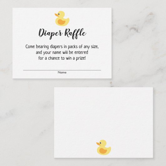 Baby shower Luier Raffle Tickets met Rubber Duck Informatiekaartje (Voorkant / Achterkant)