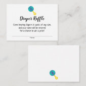 Baby shower Luier Raffle Tickets w / Blauwgroen ra Informatiekaartje (Voorkant / Achterkant)