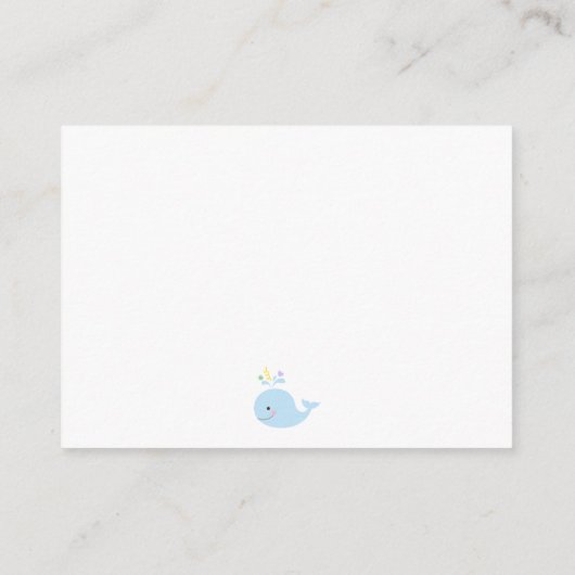 Baby shower Luier Raffle Tickets w / Blue Whale Informatiekaartje (Achterkant)