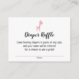Baby shower Luier Raffle Tickets w / Roze Giraffe Informatiekaartje