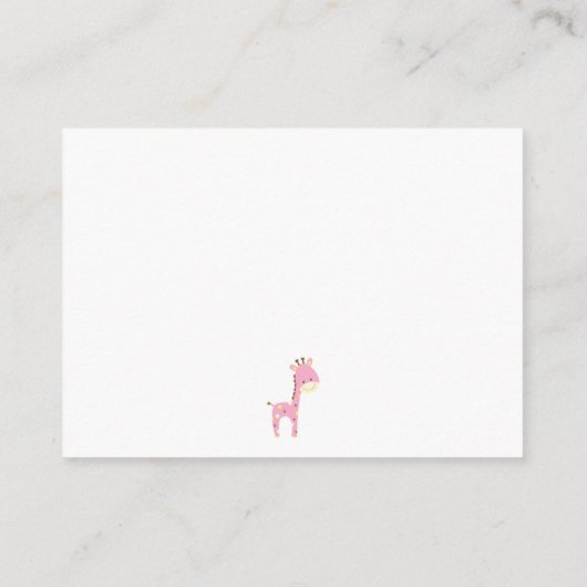 Baby shower Luier Raffle Tickets w / Roze Giraffe Informatiekaartje (Achterkant)