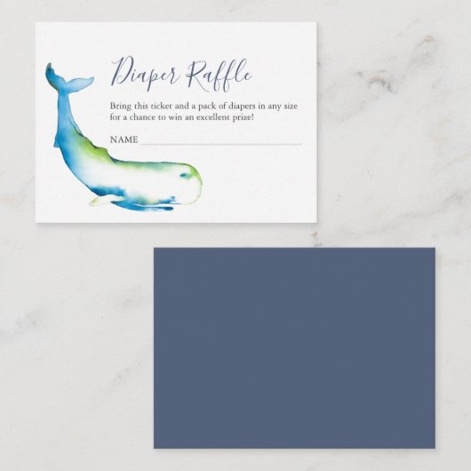 Baby shower Luier Raffle Tickets Walvis Informatiekaartje (Voorkant / Achterkant)