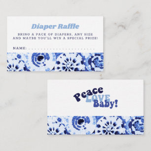 Baby Shower Luier Raffle Tie Dye Blauwe Shibori Informatiekaartje