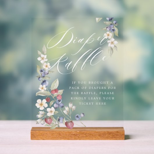 Baby shower Luier Raffle Wilde bessen & Bloemen Acryl Bord (Neutraal)