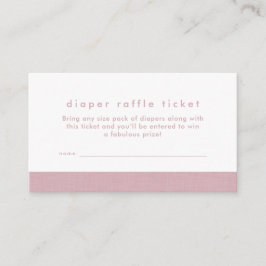 Baby shower luier verloting ticket roze linnen informatiekaartje