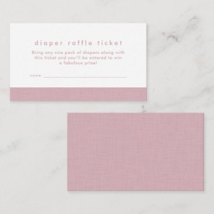 Baby shower luier verloting ticket roze linnen informatiekaartje
