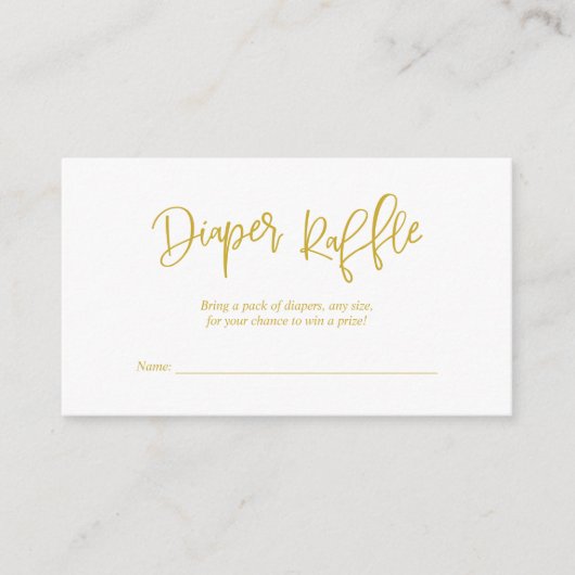 baby shower luieraffle, Creative Gold Script Informatiekaartje (Voorkant)