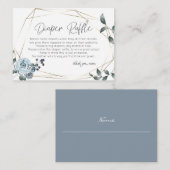 Baby shower luierkrabbel | Dusty Blue Floral Informatiekaartje (Voorkant / Achterkant)