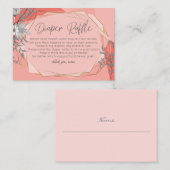 Baby shower luierkrabbel | Trendy koraal geometris Informatiekaartje (Voorkant / Achterkant)