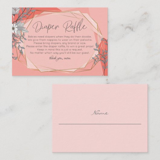 Baby shower luierkrabbel | Trendy koraal geometris Informatiekaartje (Voorkant / Achterkant)
