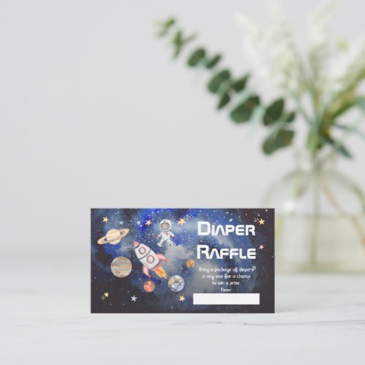 Baby shower luierraffle voor ruimteraketten informatiekaartje (Staand voorkant)