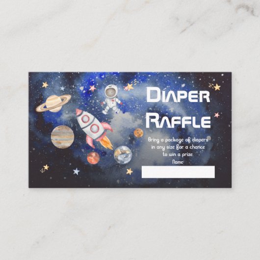 Baby shower luierraffle voor ruimteraketten informatiekaartje (Voorkant)