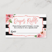 Baby Shower Luiers Raffel Ticket Roze Meisje Informatiekaartje (Voorkant)