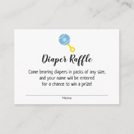 Baby Shower Luiers Raffel Tickets met Blauwe Ratel Informatiekaartje