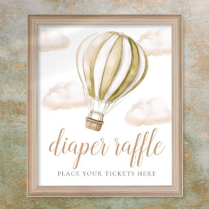 Baby Shower Luierspel met hete luchtballon bord Poster