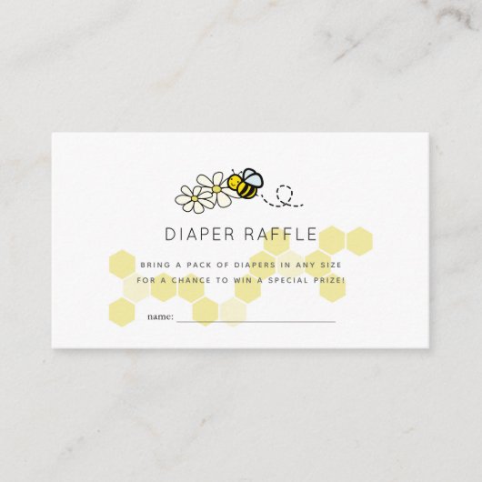 Baby Shower Luierspel Ticket met Bij Daisy Wit Informatiekaartje (Voorkant)