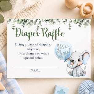 Baby Shower Luierspel voor Olifant Jongen Informatiekaartje