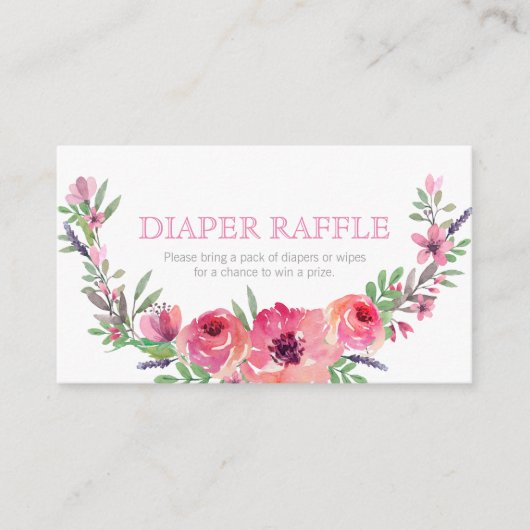Baby shower - Luierverloting insert - Roze bloemet Informatiekaartje (Voorkant)