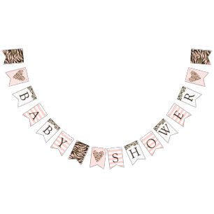 Baby shower luipaarden en tijgerstrepen vlaggetjes