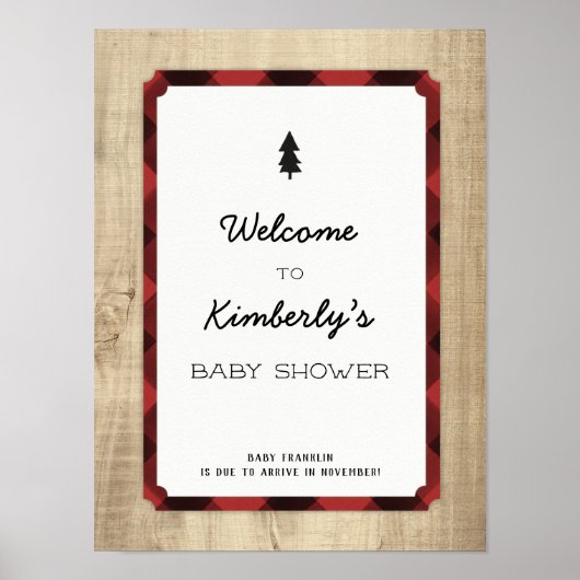 Baby shower Lumberjack Flannel Boy Welkom Poster (Voorkant)