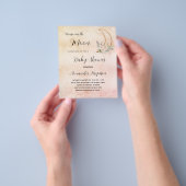 Baby shower maan ongelijk roos goudbudget uitnodig flyer (Hand)