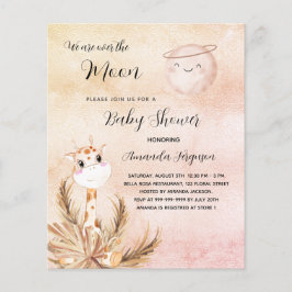 Baby shower maan pampas giraffe budget uitnodiging flyer