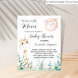 Baby shower maangiraffe-begrotingsuitnodiging flyer