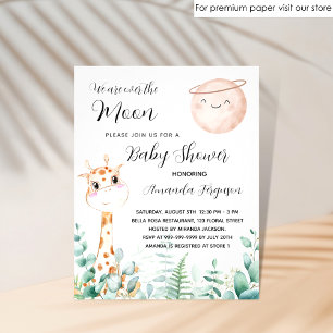 Baby shower maangiraffe-begrotingsuitnodiging flyer