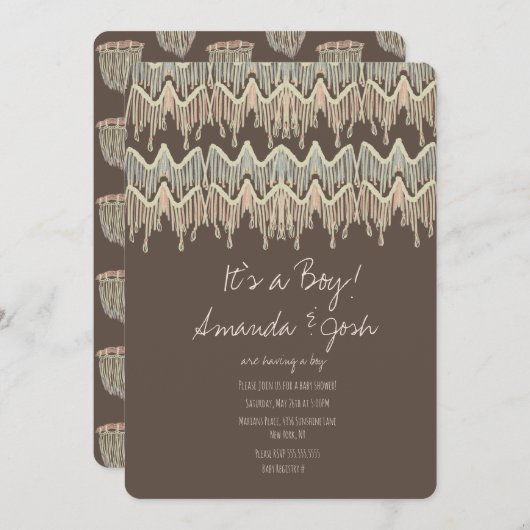 Baby shower Macrame Hangen Rustic Boho Rope Art Kaart (Voorkant / Achterkant)