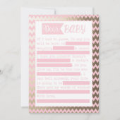 Baby shower MadLibs spel, roze en gouden folie loo Kaart (Voorkant)